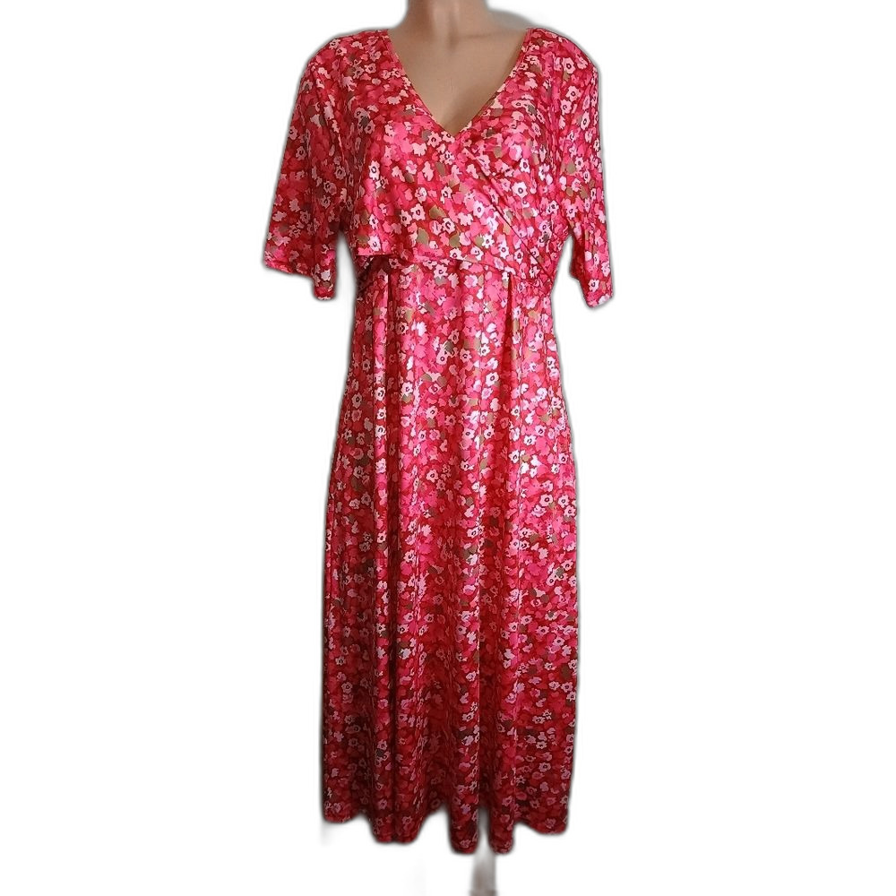 Made With Love Floral Pink Maxi Dress Size XL NWOT